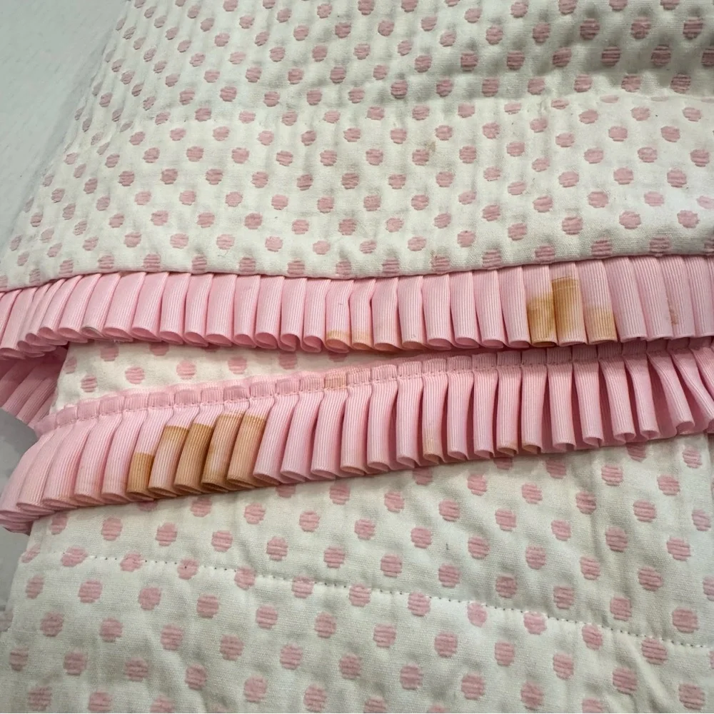 Pottery Barn Audrey Polka Dot CUSTOM Drapes Set 2 Pink Embroidered Chenille RARE